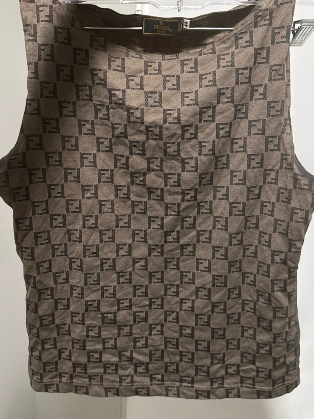 Fendi Brown FF Logo Jacquard Top
